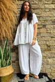 Lina Linen Blend Smock Over Shirt White